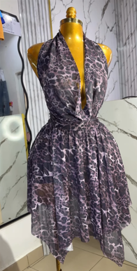 Halter Backless Asymmetrical Dress - Image 2