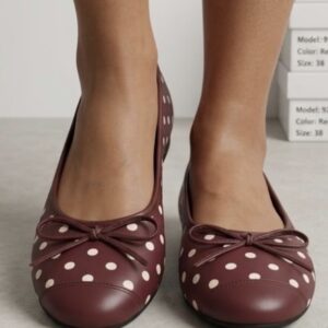 Polka Dot Round-Toe Ballet Flats Flexible Sole Slip-On Ballerinas