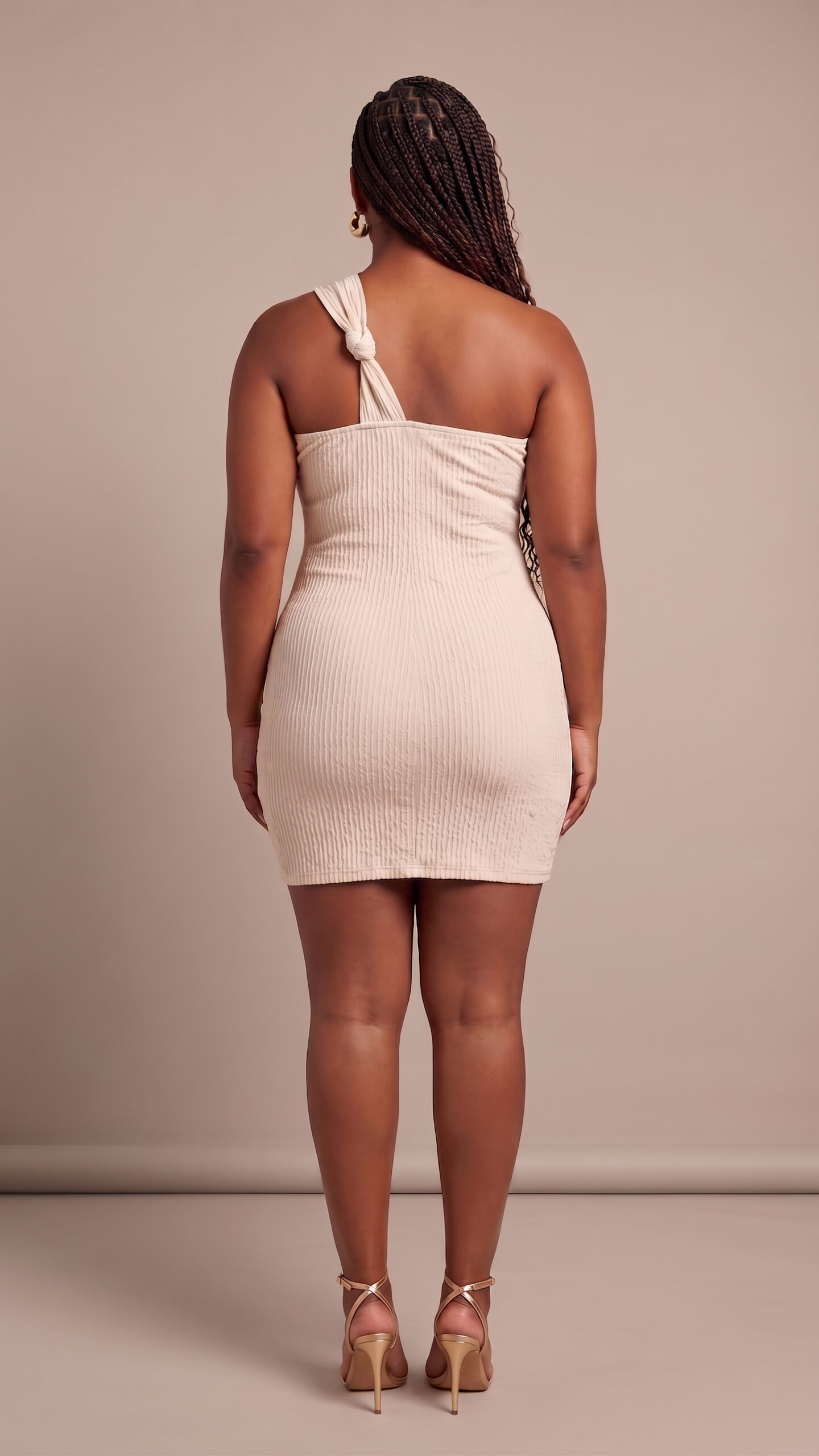 Olive Harmony: One-Shoulder Textured Bodycon Mini Dress - Image 5