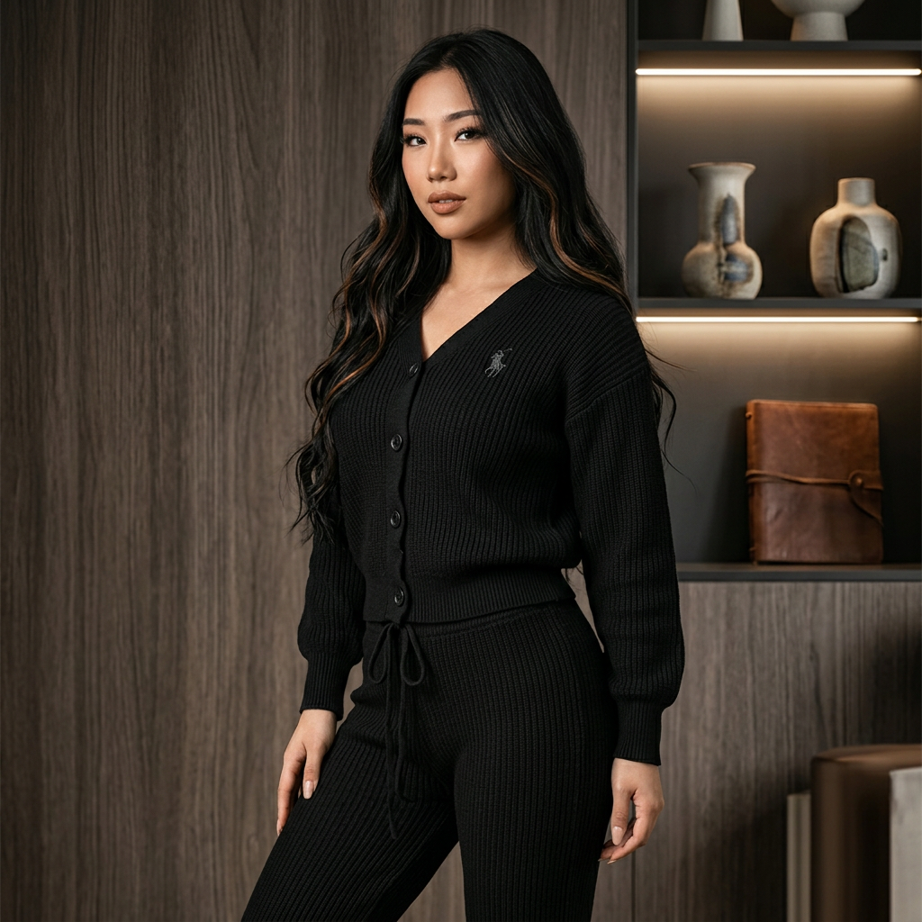 The Laurel Ribbed Cardigan & Wide-Leg Trouser Set - Image 3