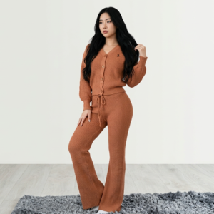 The Laurel Ribbed Cardigan & Wide-Leg Trouser Set