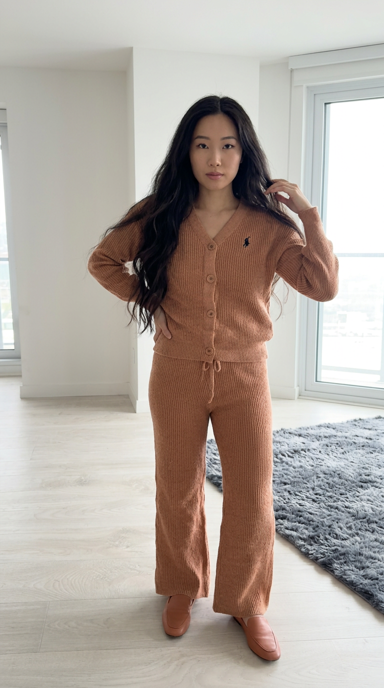 The Laurel Ribbed Cardigan & Wide-Leg Trouser Set - Image 2