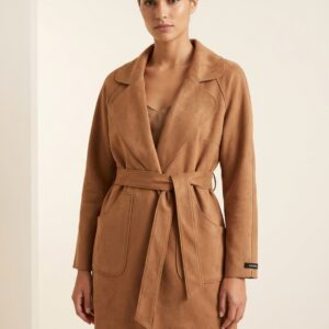 The Sutton Cropped Suede Trench Coat