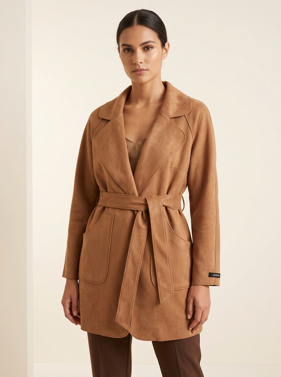 The Sutton Cropped Suede Trench Coat