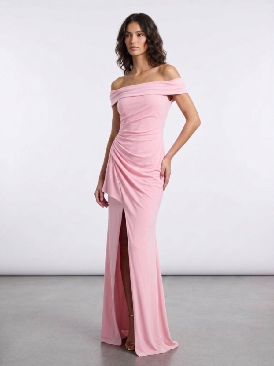 Off-Shoulder Draped Side-Slit Formal Gown - Image 8