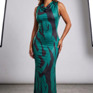 Flame Cowl-Neck Maxi Dress