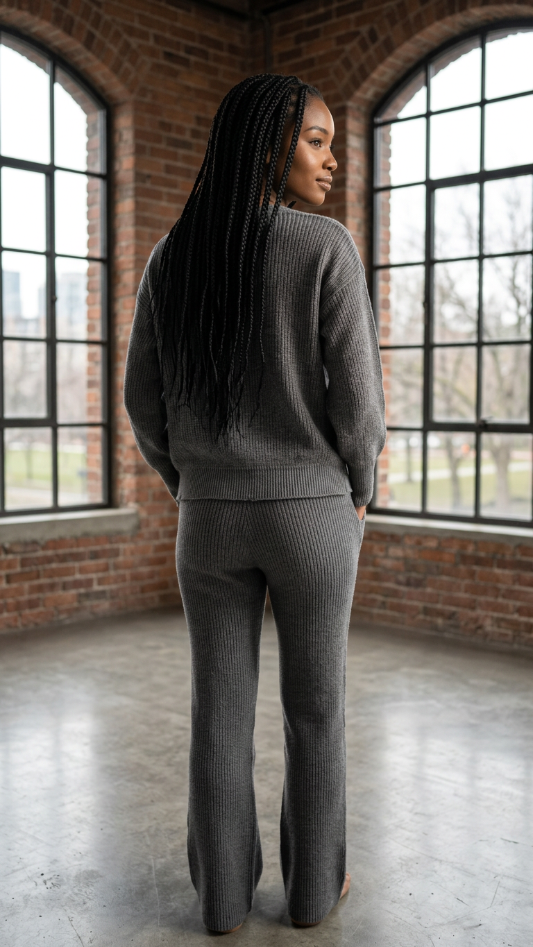 The Laurel Ribbed Cardigan & Wide-Leg Trouser Set - Image 6