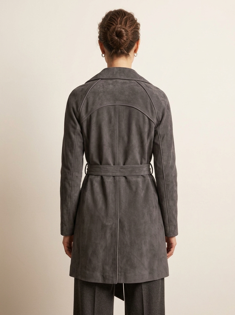 The Sutton Cropped Suede Trench Coat - Image 5