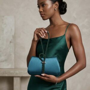 The Emerald Satin Knotted Minaudière