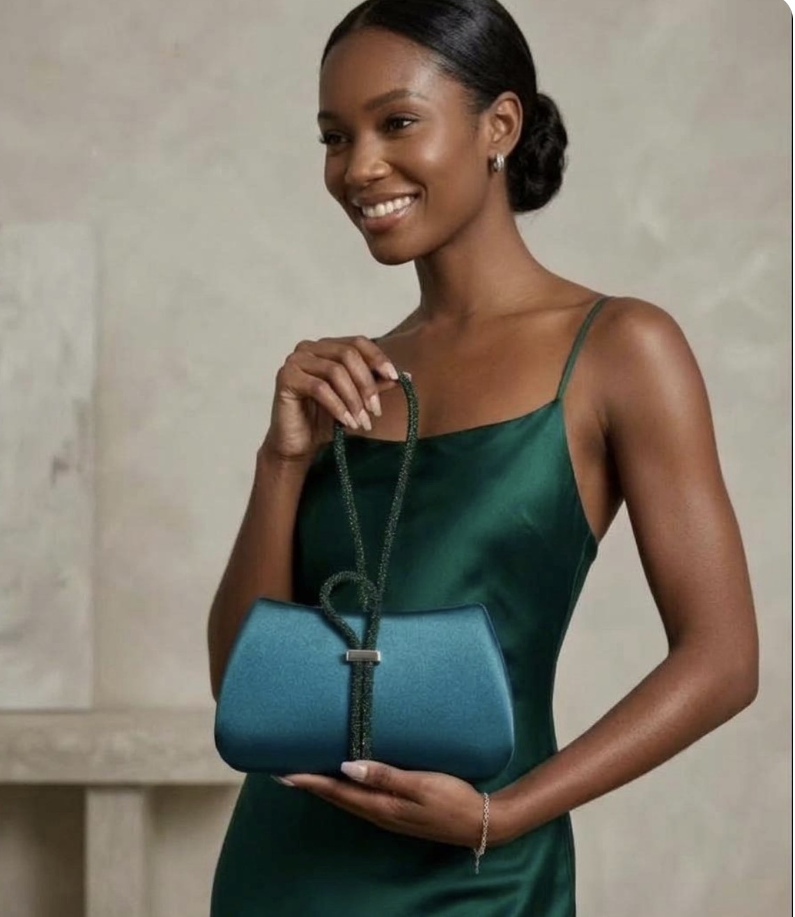 The Emerald Satin Knotted Minaudière - Image 2