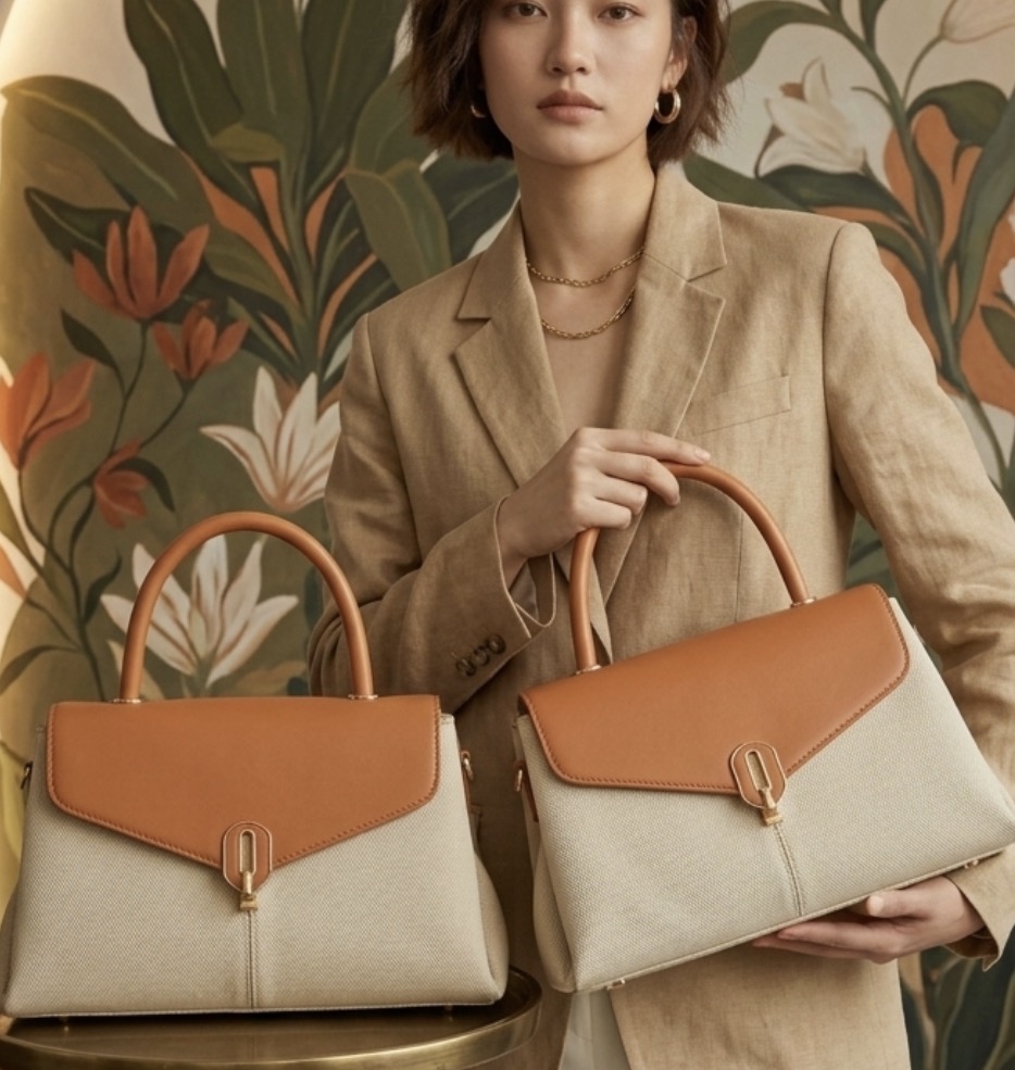 The Siena Two-Tone Trapeze Satchel