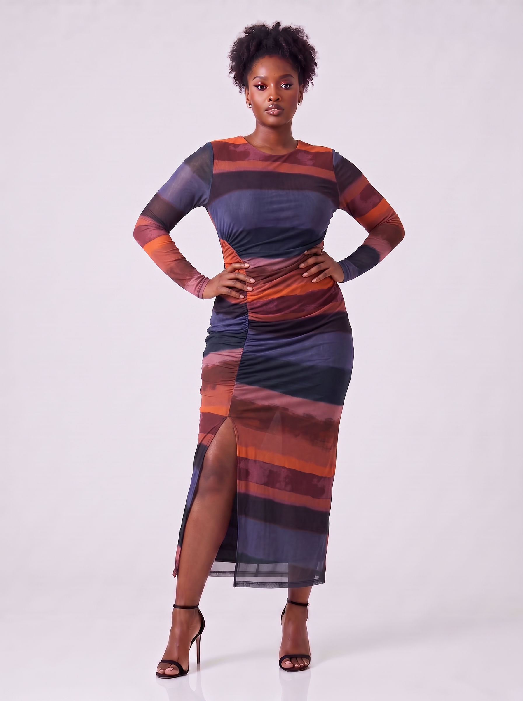 Avec Les Filles Printed Mesh Ruched Maxi Dress - Image 7