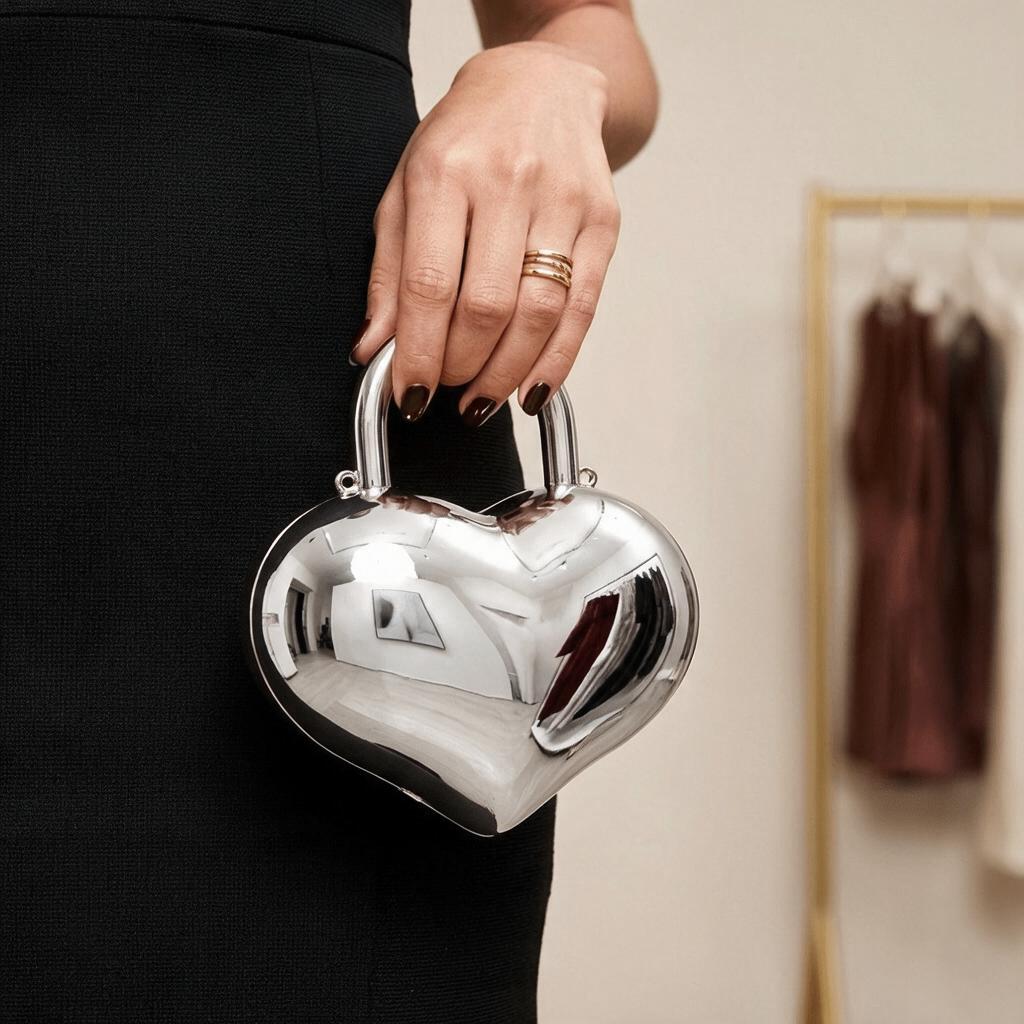 The Sterling Sculpted Heart Clutch