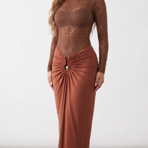 2 Piece Darcila Lace & Ruched O-Ring Maxi Set