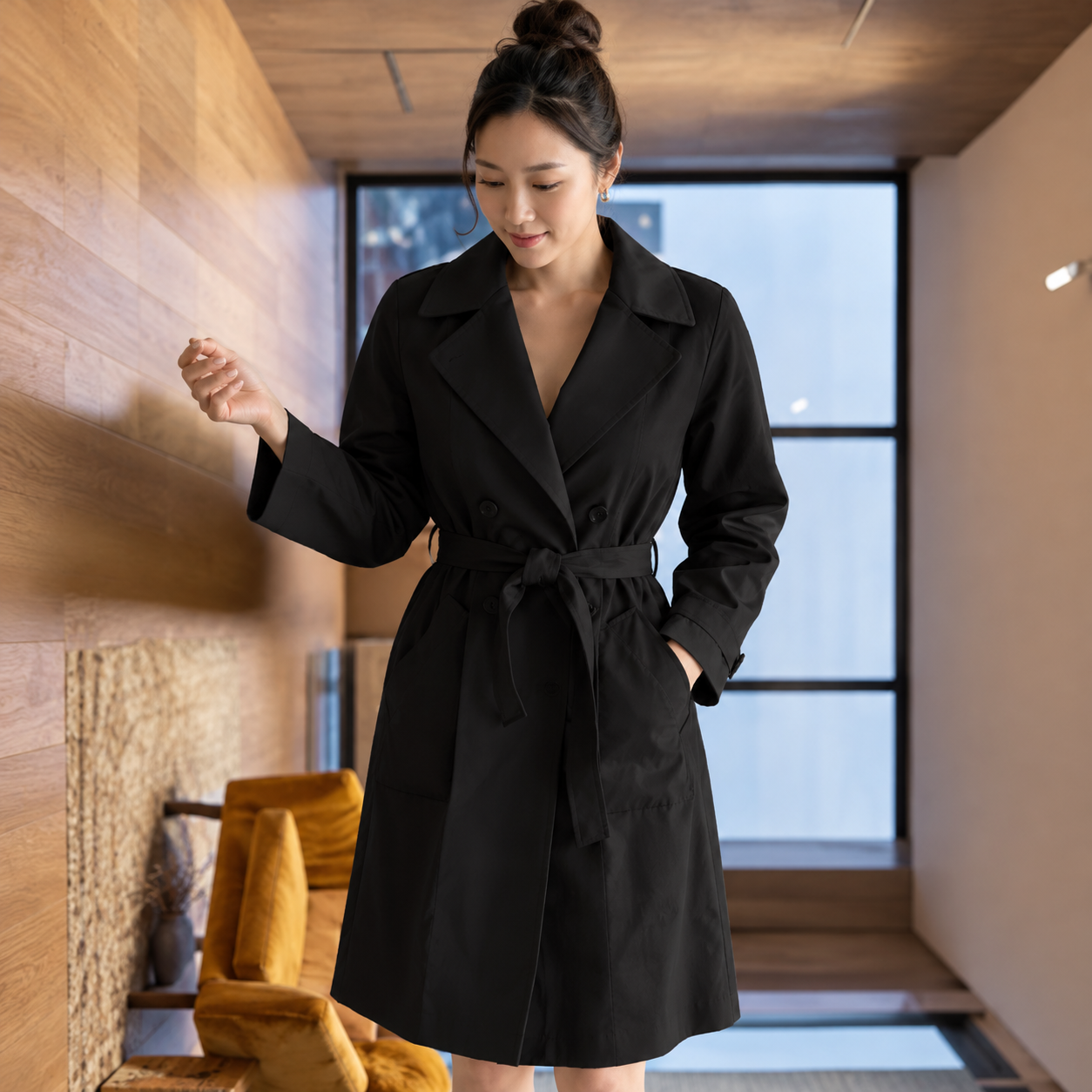 The Aurelia Wool-Blend Belted Trench Coat - Image 7