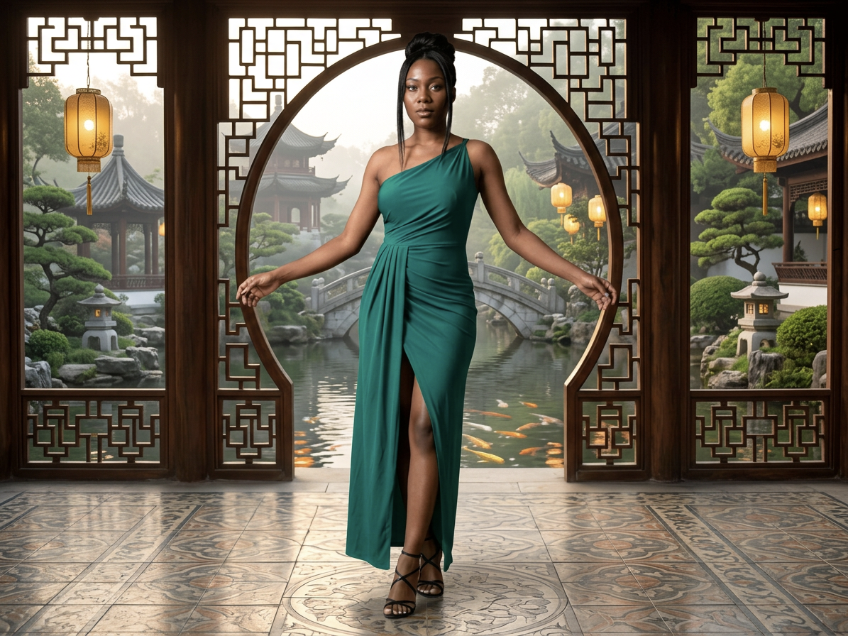 The One-Shoulder Draped Jersey Split Maxi - Image 4