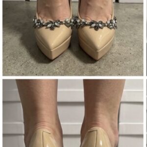 Pointed-Toe Platform Pumps with Chain Accent Almond Pointed-Toe Thick Sole